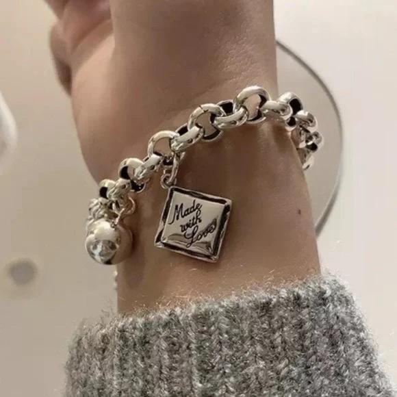 Jewelry - NEW 925 STERLING SILVER ENGLISH SQUARE BRACELET